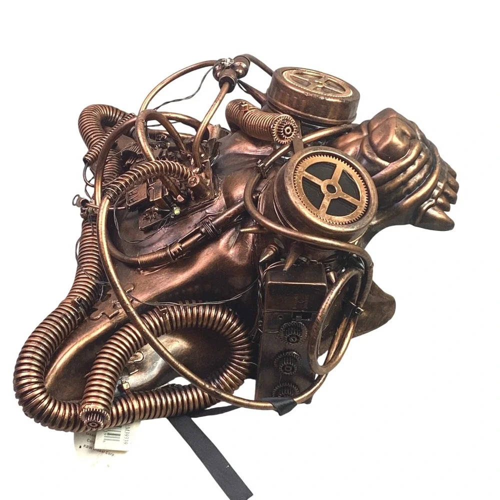 Steampunk Lion Mask‎ Goggles Gears Copper Cosplay Costume Light-up NWT